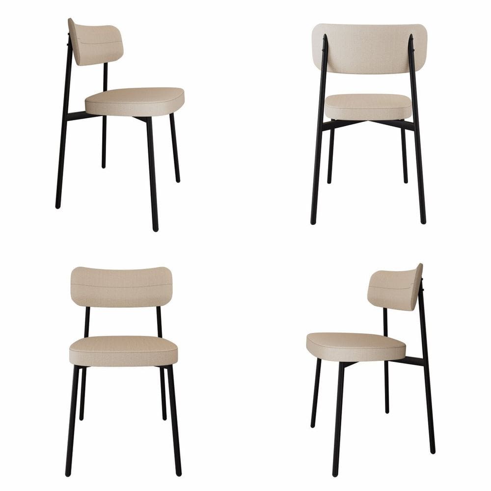 Cadeira Alloa Fixa com 4 Pés 500 X 447 X 838 Mm com 4 Unidades Corriente Areia/Preto Epoxi