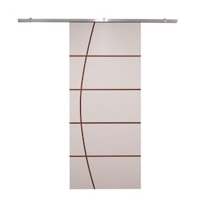 Porta De Correr Branco Prime Frisada Kit Alumínio F01 - 210x60