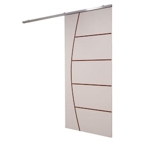 Porta De Correr Branco Prime Frisada Kit Alumínio F04 - 210x60
