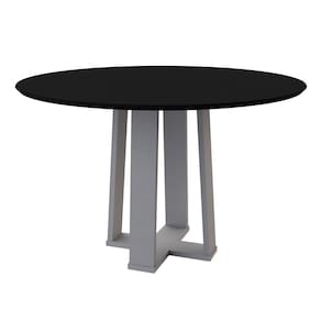 Mesa De Jantar 4 Lugares 1,20m Vidro Isabela Off White Preto