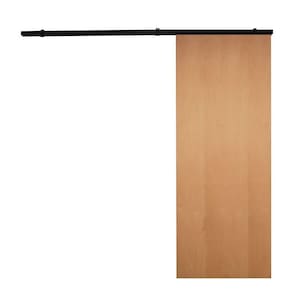 Porta De Correr Verniz Com Kit Alumínio Preto - 210x70