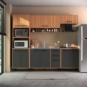 Cozinha Modulada Havana 05 Peças com 11 Portas e 02 Gavetas Rovere/Grafite