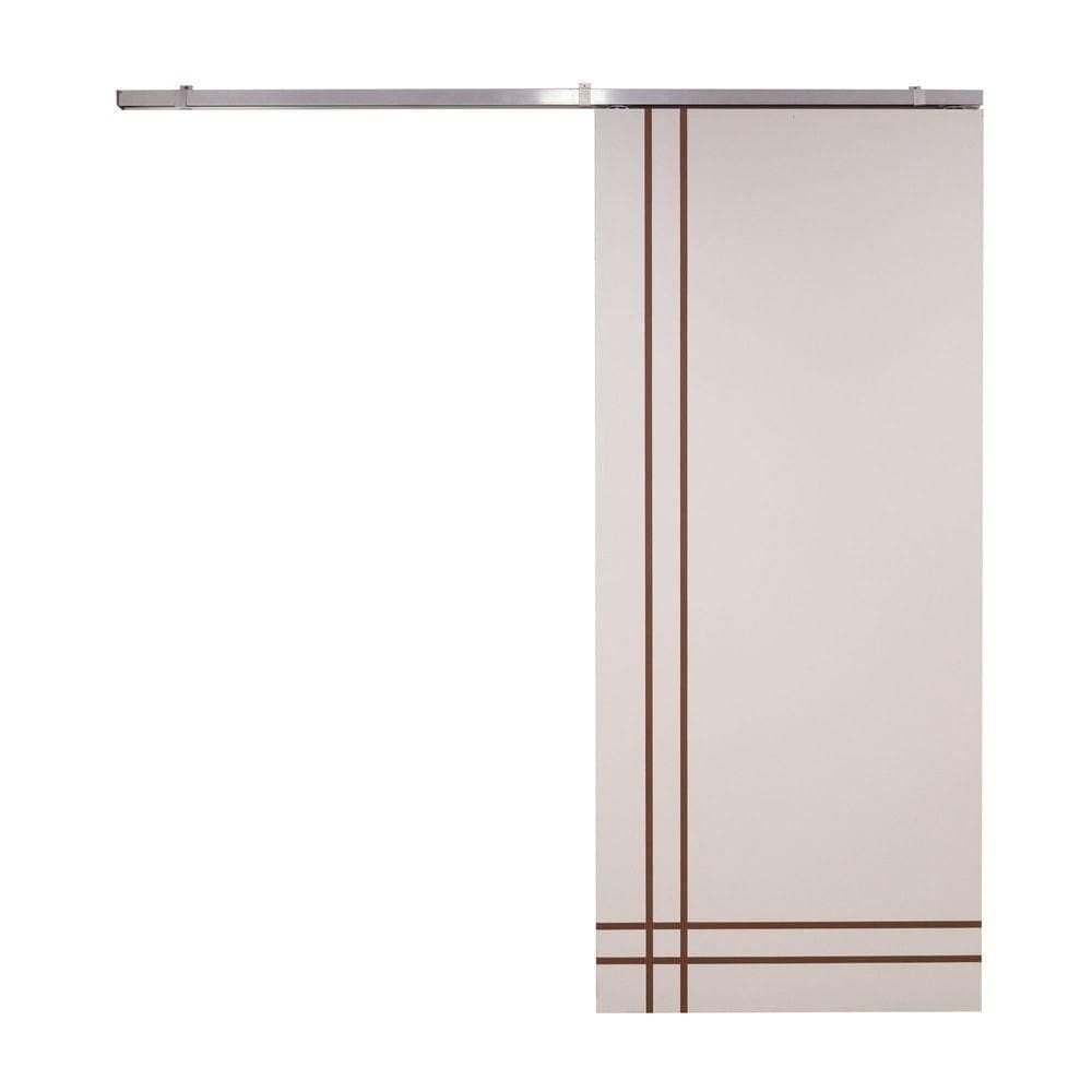 Porta De Correr Branco Prime Frisada Kit Alumínio F06 - 210x70