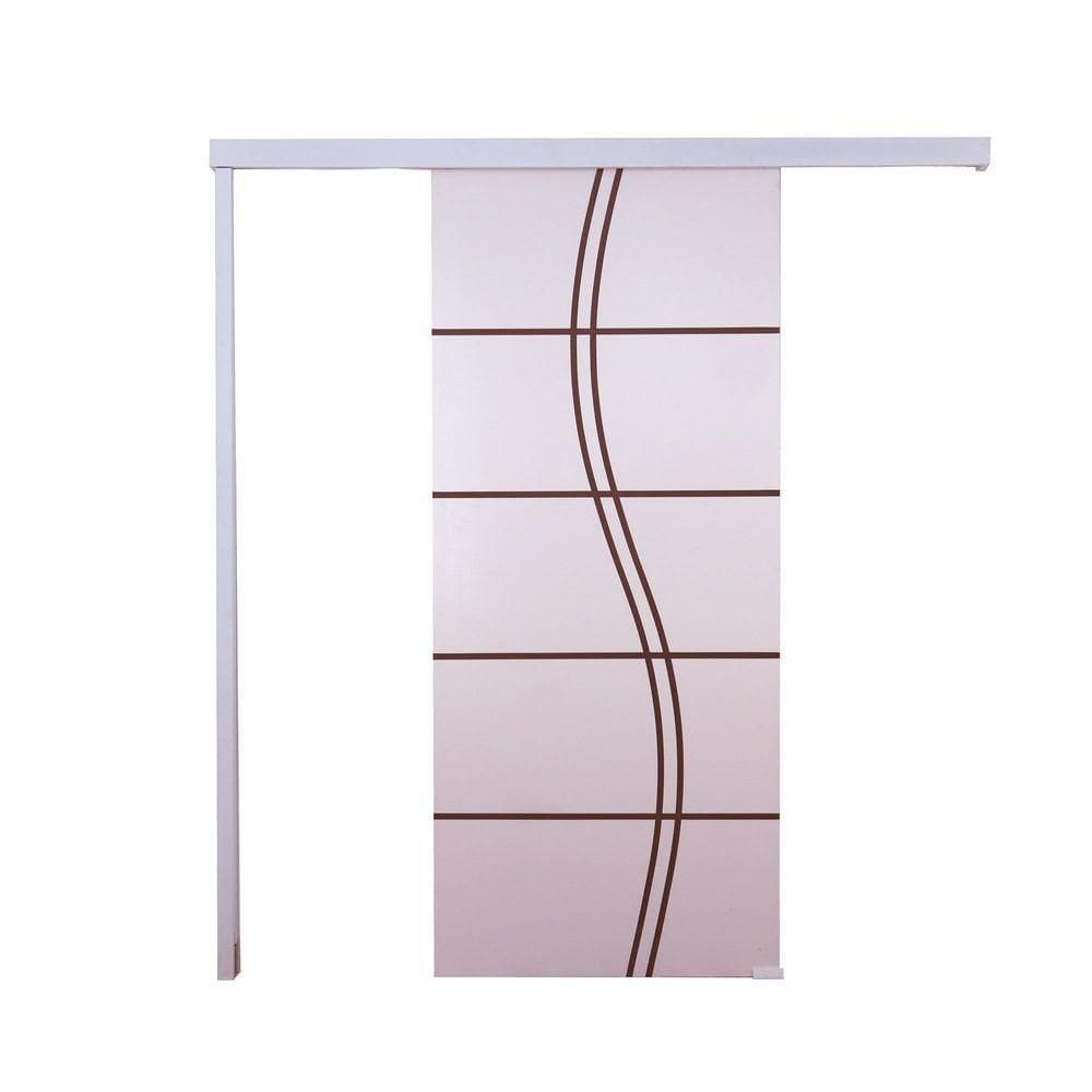 Porta De Correr Branco Prime Frisada Fs Duplo 210x80