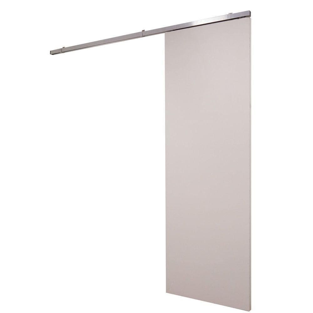 Porta De Correr Branco Prime Com Kit Alumínio Cinza Claro - 210x90