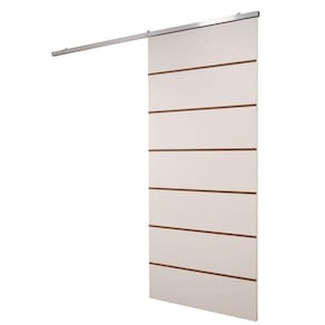 Porta De Correr Branco Prime Frisada Kit Alumínio F09 - 210x90