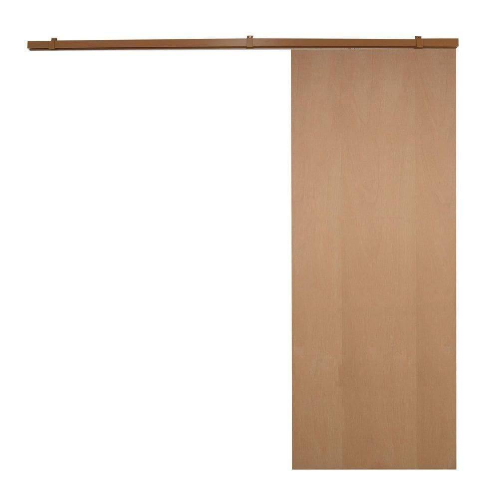 Porta De Correr Verniz Com Kit Alumínio Marrom - 210x80