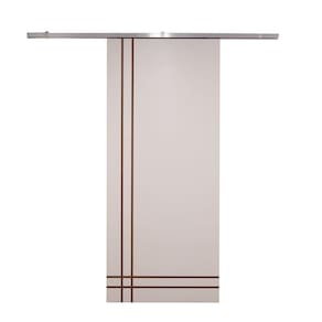 Porta De Correr Branco Prime Frisada Kit Alumínio F06 - 210x60