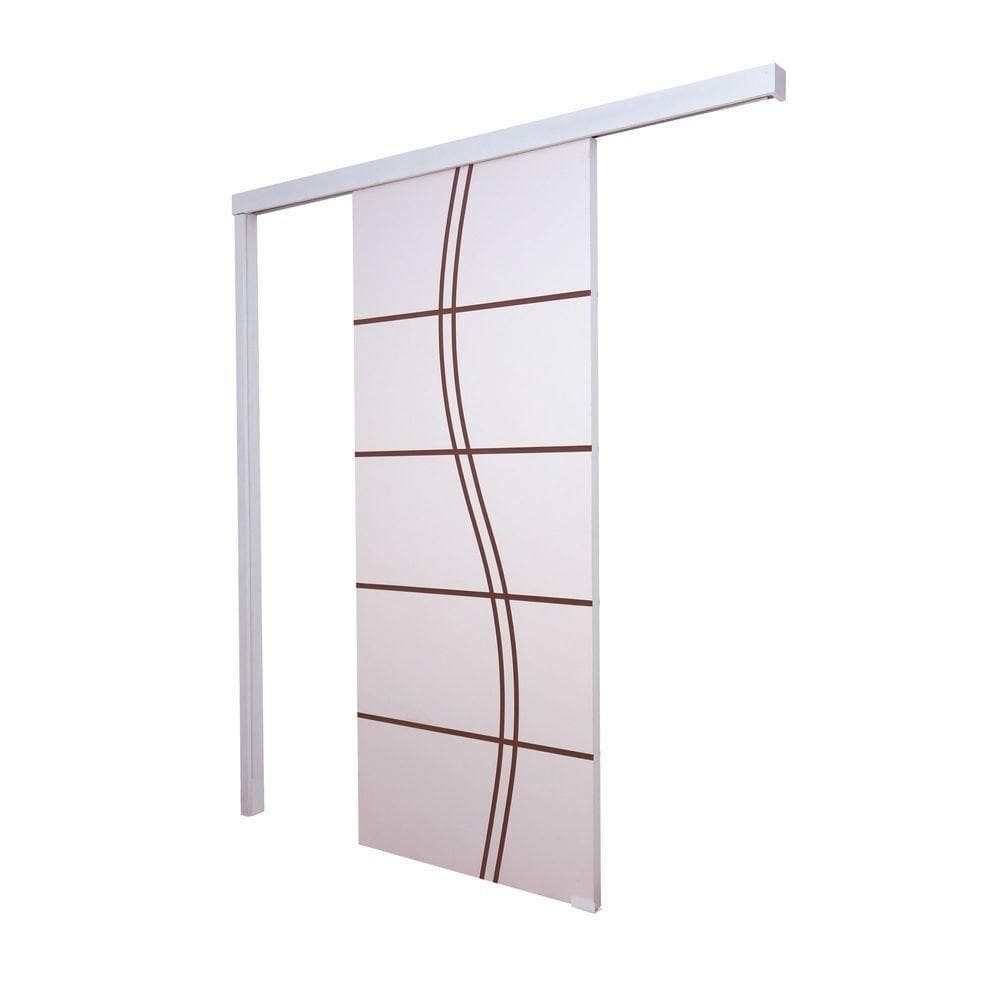 Porta De Correr Branco Prime Frisada Fs Duplo 210x100