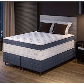 Cama Box Queen 158x198x78 com Colchão Molas Ensacadas Duplo Molejo Chile Yescasa Azul