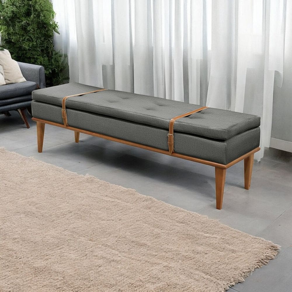 Recamier Luxo Madeira Maciça Londres Cinza