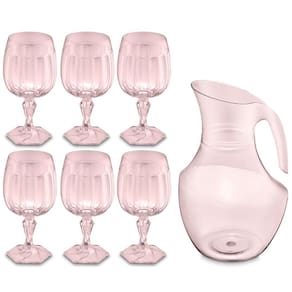 Conjunto Jarra 2,1L E 6 Taças 350ml Plástico Jogo De Refresco Valsa UZ