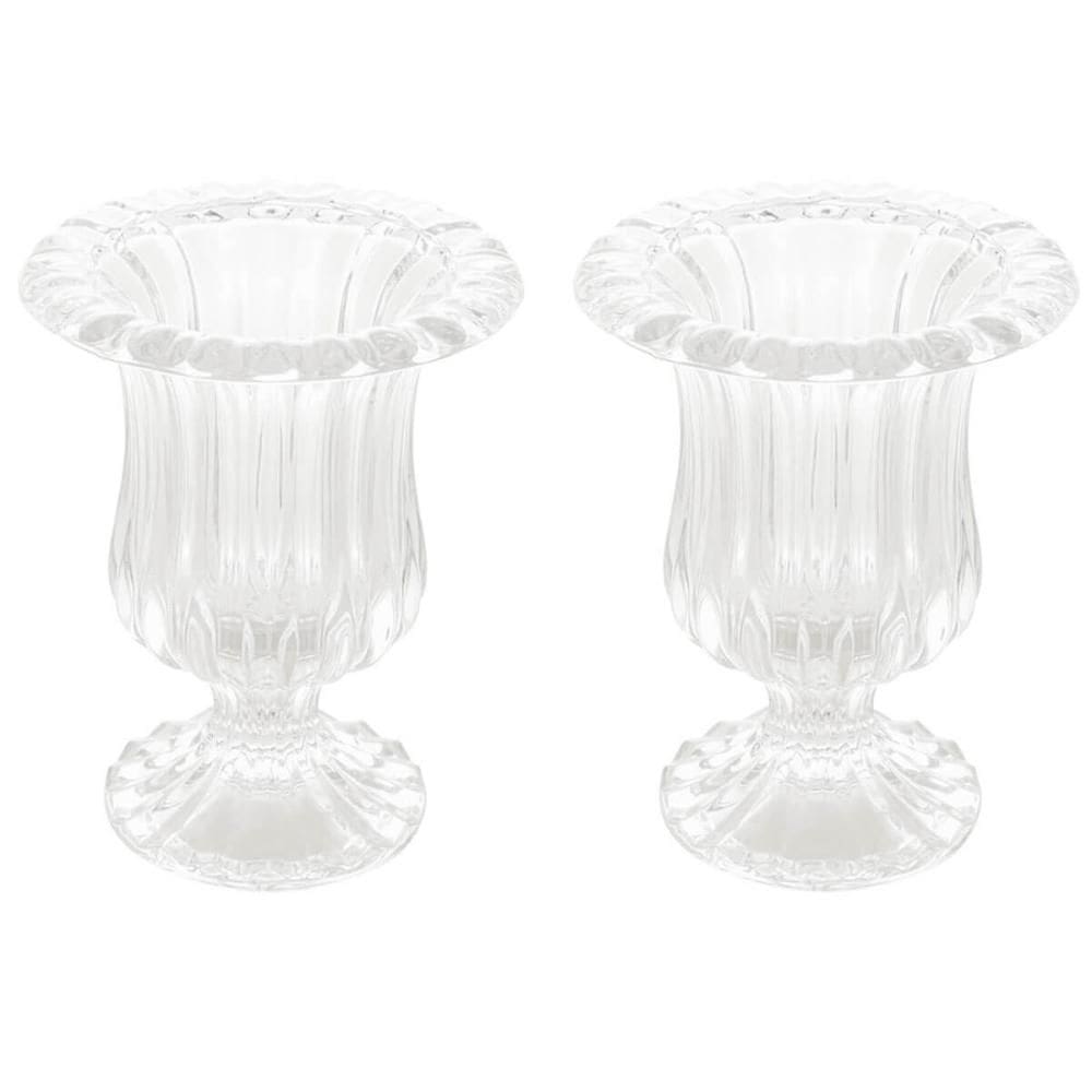 2 Vasos de Vidro Decorativo Lyor Renaissance Pequenos 11x14,5cm para Flores Hall de Entrada