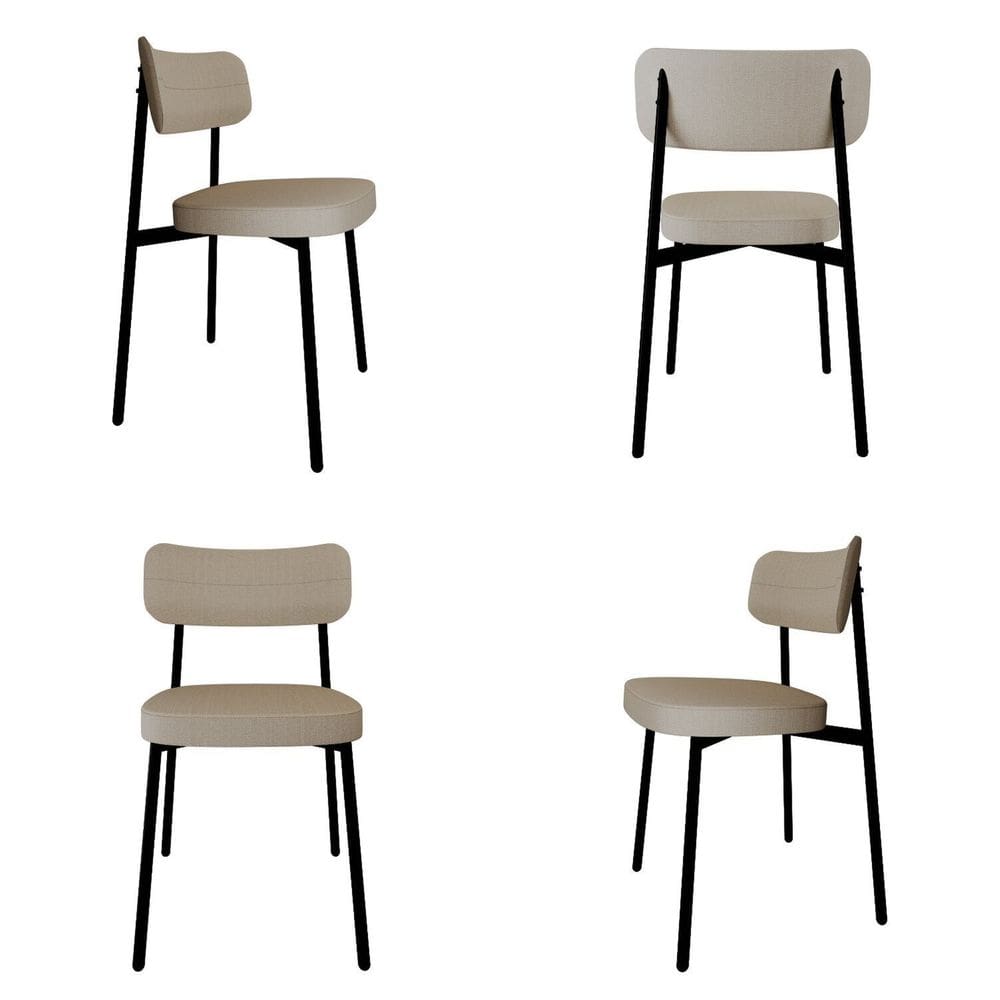 Cadeira Fixa com 4 Pés 50 X 44,7 X 83,8 Cm com 4 Unidades Alloa Palha/Preto Epoxi