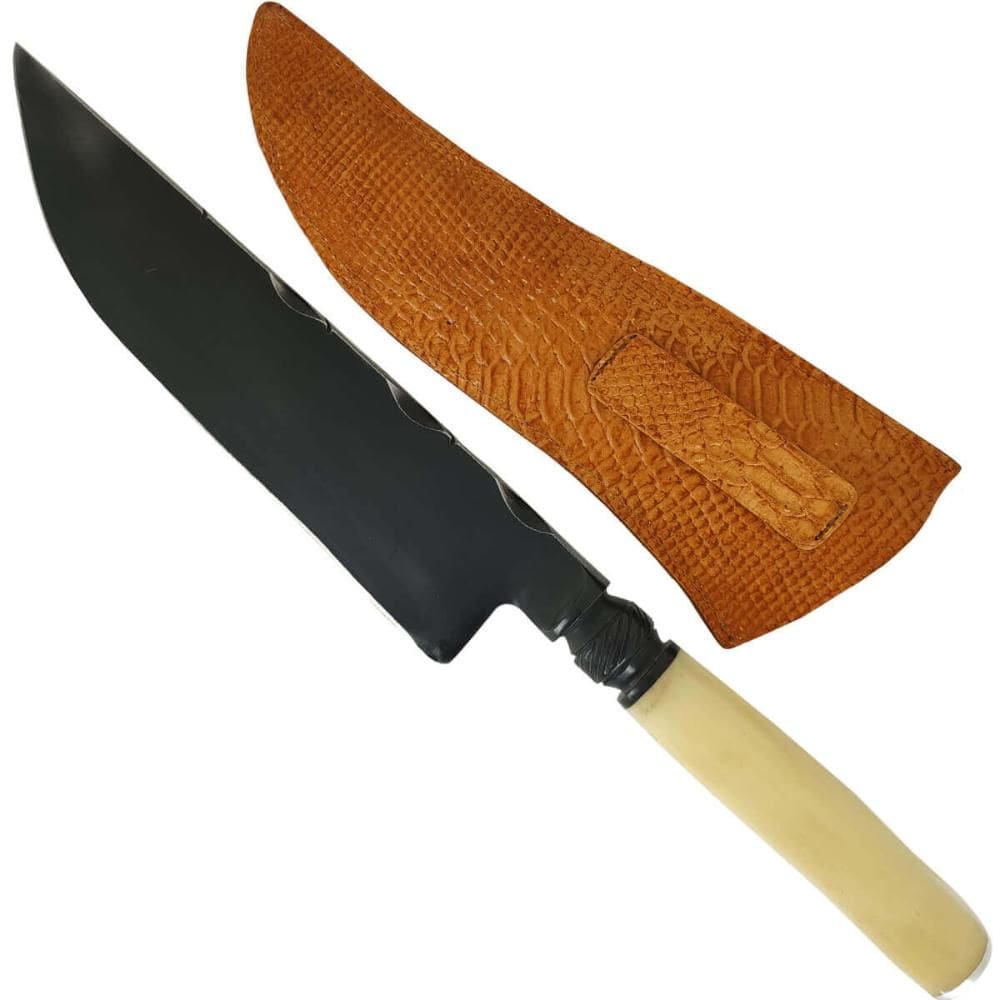 Faca Forjada Anel Integral 10` Aço Carbono 5160 Fosfatizado Bruta 10mm Cabo de Osso