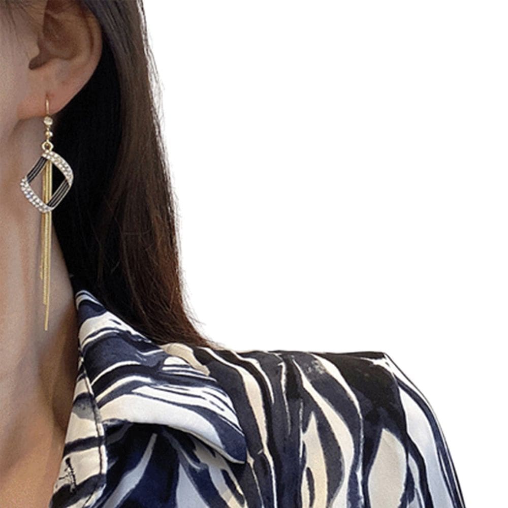 Brincos Femininos Longo Gota Tendência Strass Luxo Brilho