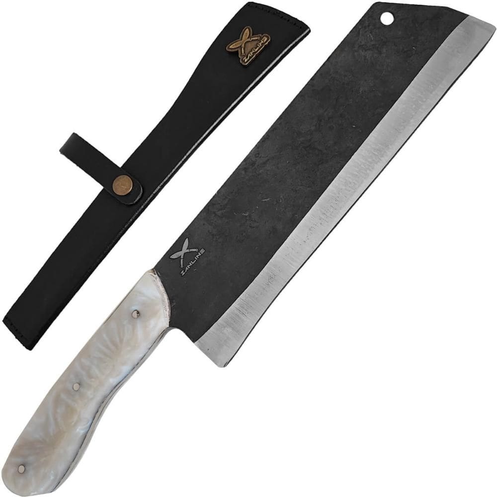 Cutelo Chef de Cozinha Cabo Resinado 9` Profissional Aço Carbono 1070 Artesanal Churrasco