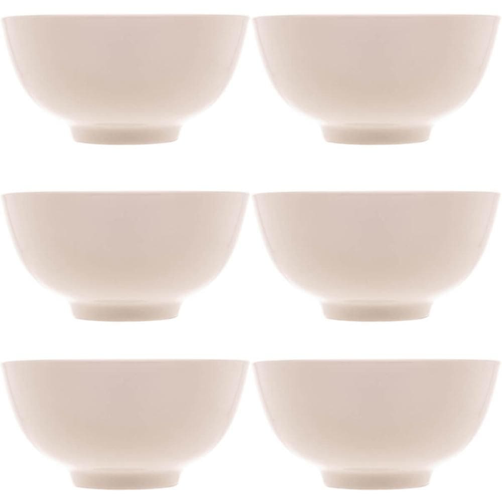 6 Bowls de Porcelana Lyor 330ml Sobremesa Fruta Petisco Tigelas Brancas 12,5x6,5cm Clean