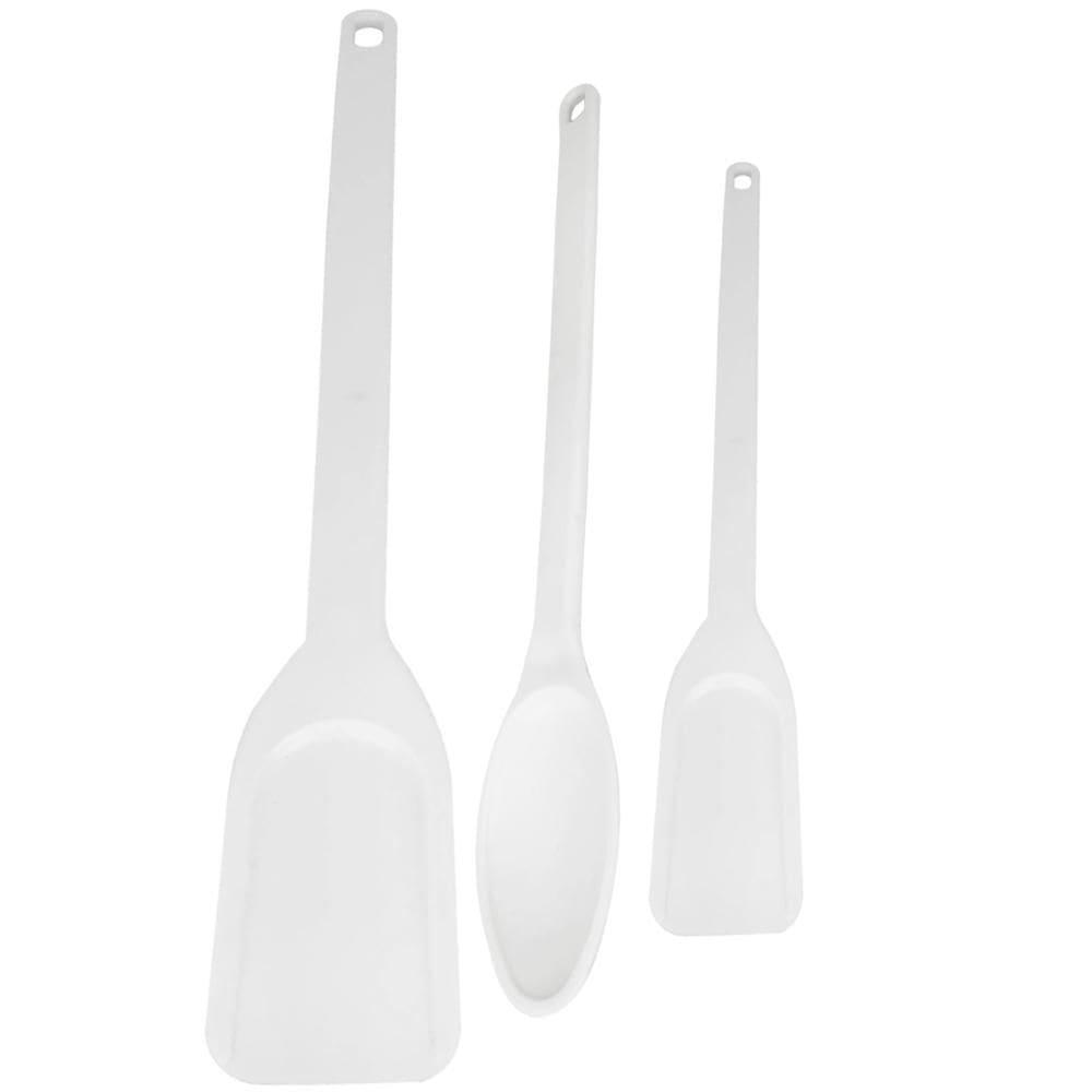 3 Utensílios de Cozinha Industrial Espátula 49,5cm e 74cm Colher Branca Cinquetti Plástica
