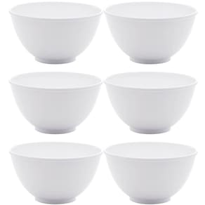 Conjunto 6 Bowls de Melamina Brancas Basic Lyor Cumbucas para Frutas Cereais Ingredientes