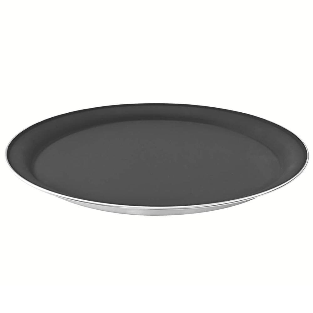 Kit 5 Bandejas Redondas Inox com Antiderrapante Garçom Servir 40cm Tramontina Service Preto