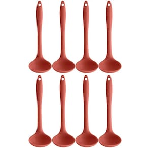 Kit 8 Conchas de Silicone Utensílios Cozinha Talheres para Sopa Feijão Restaurante OU Terracota