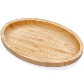 Travessa de Bambu 23x15cm Plasvale Petisqueira Bandeja Oval Multiuso para Servir Decorar