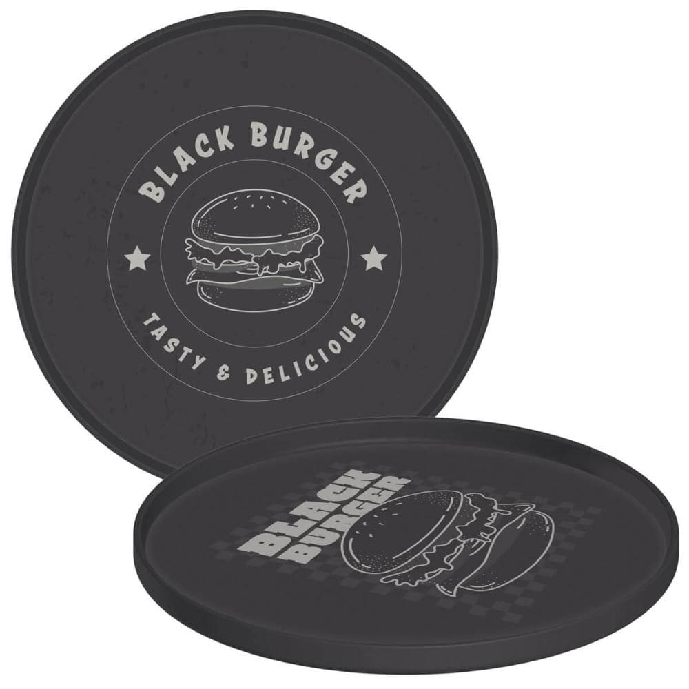 kit 24 Pratos Servir Hambúrguer 20cm Plástico Resistente Cinza Tramontina Black Burger