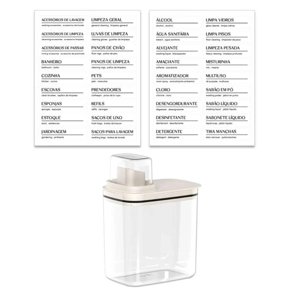 Kit Flow Dispenser para Amaciante Sabão Líquido 1,5L e Eiquetas Identificadoras Ou