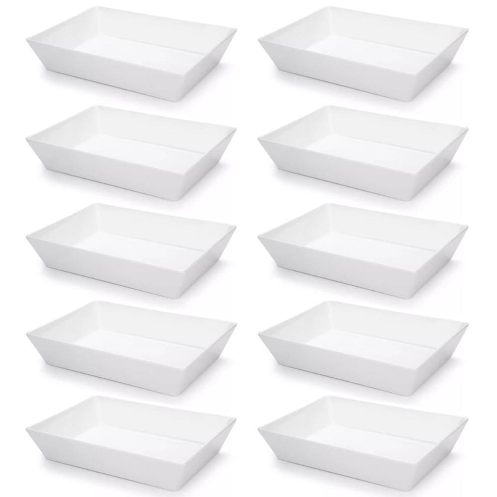 Kit 10 Travessa Retangular 2,2l Branco Servir a Mesa Salada Sobremesa Risoto Petisco Coza
