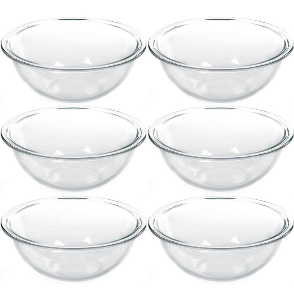 6 Tigela de Vidro Marinex Redondas 1,5L Potes Bowls Plus Astral para Saladas Sobremesas Receitas