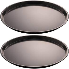 Kit 2 Assadeiras Antiaderentes 31,5cm Redondas Formas de Pizza Lyor Aço Carbono