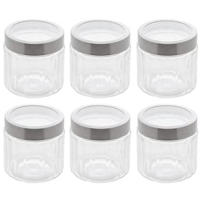6 Potes de Vidros com Tampa Inox 870ml Sydney Lyor Condimentos Biscoito