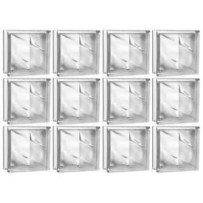 Kit 12 Tijolos Bloco De Vidro Rajada Opaca 19X19X8 Tradestar