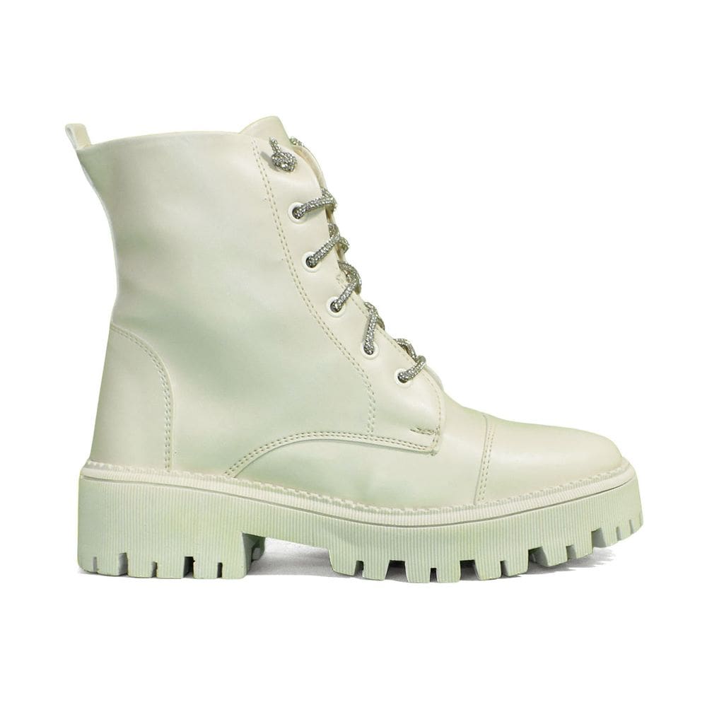 Coturno Godiva Cadarço Com Brilho Feminino Off White