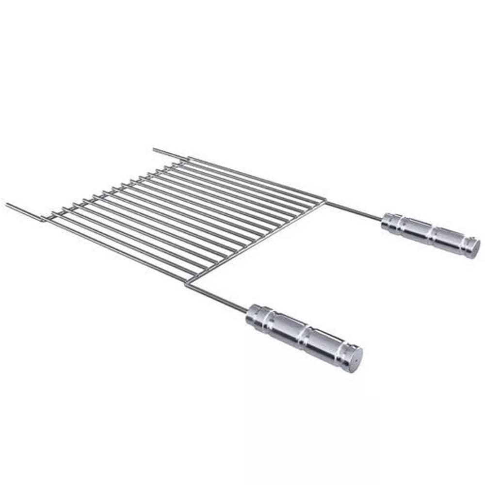 Grelha para Churrasqueira 70x40cm Uruguaia Aço Inox 304 Barra Redonda Churrasco Qualinox