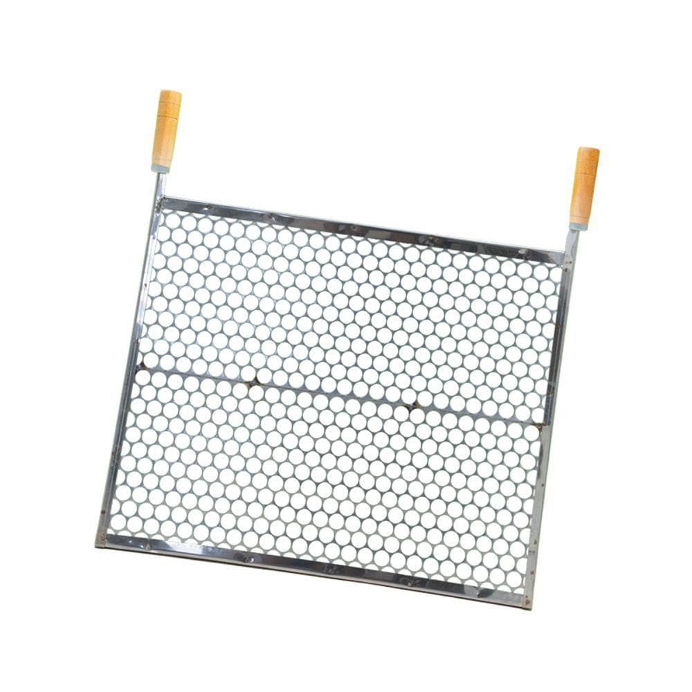 Grelha Especial Inox Moeda 40x50 Para Churrasco Cabo Madeira - Gudim