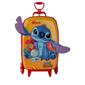 Mochila Escolar Roda Tripla 3D Stitch Tropical Meninas