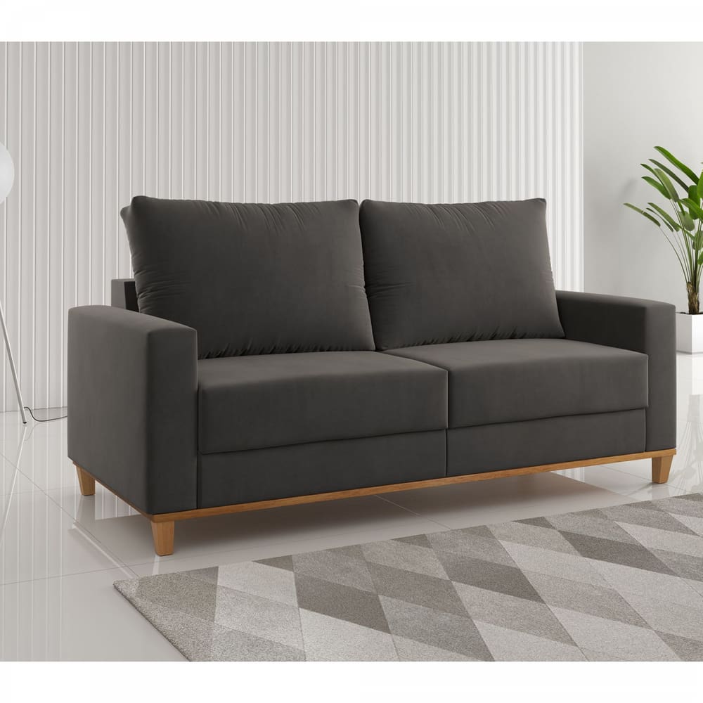 Estofado Living 3 Lugares Gael Grafite - Casa Giulia