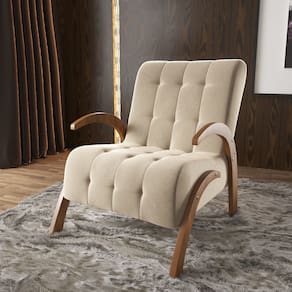 PoltronaPés de MDF Malvie Imbuia/Bege - Casa Giulia