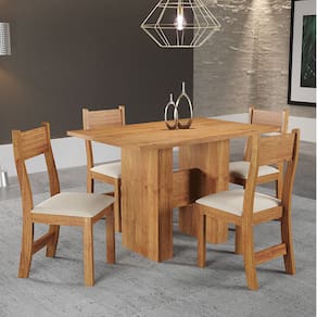 Mesa de Jantar Retangular True Com 4 Cadeiras Brisa Cobre/Bege - Casa Giulia