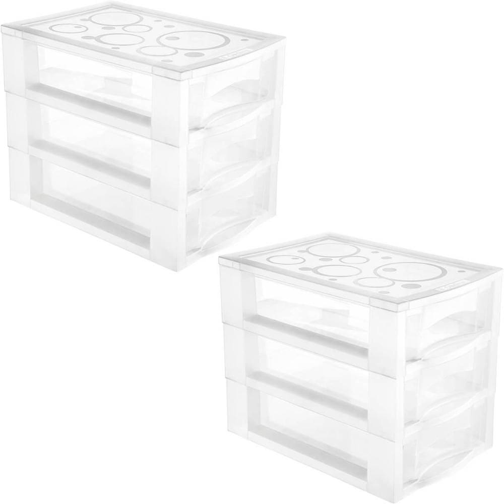 2 Gaveteiros Médio Organizar 3 Gavetas Escritório Ordene Joias Agulhas Transparente