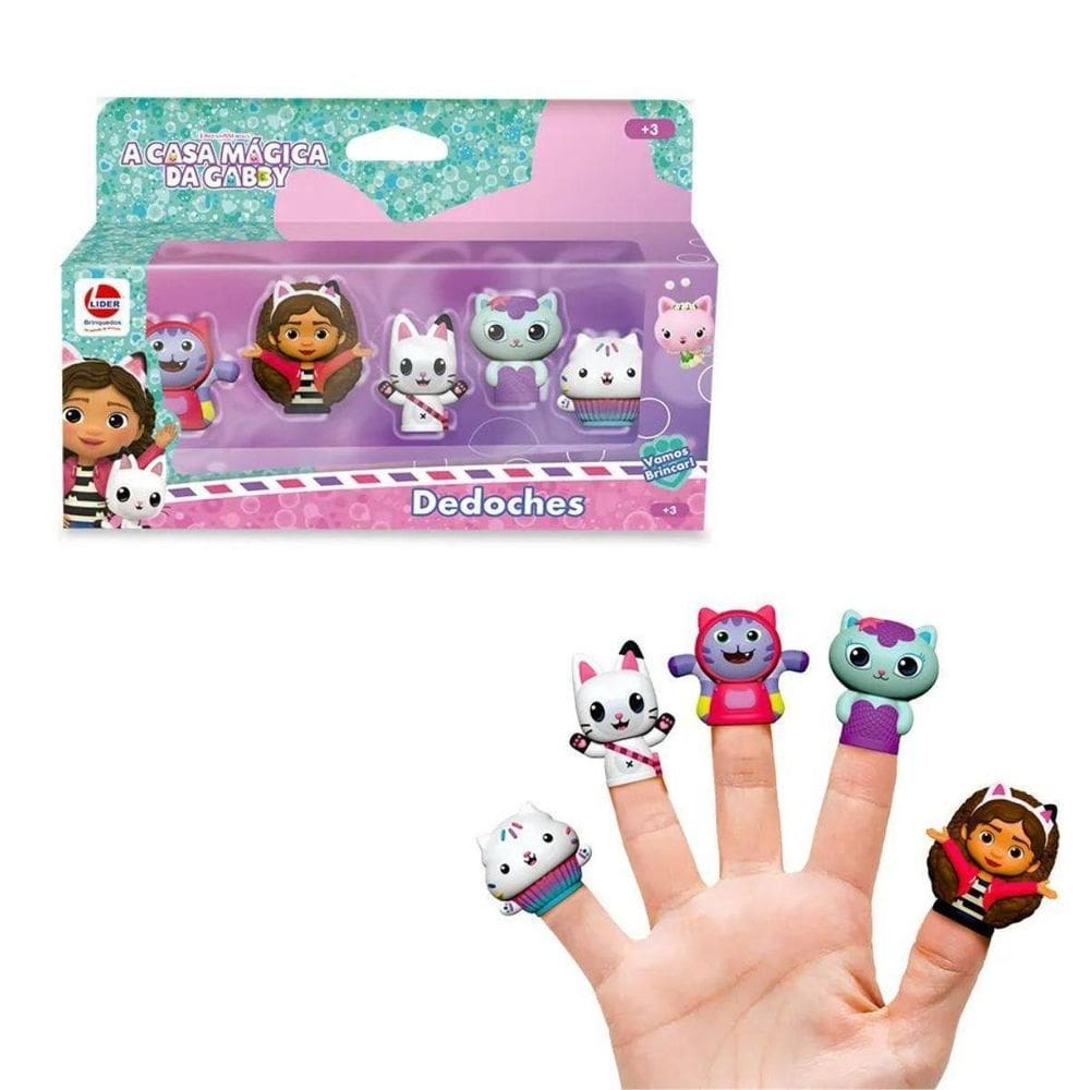 Dedoches Com 5 Personagens A Casa Mágica Da Gabby 5Cm Líder