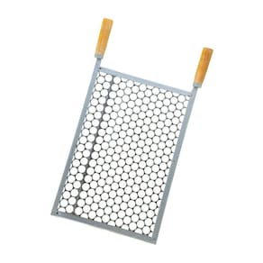 Grelha Popular Moeda Inox 55x30 Para Churrasco Cabo Madeira N° 4 - Gudim