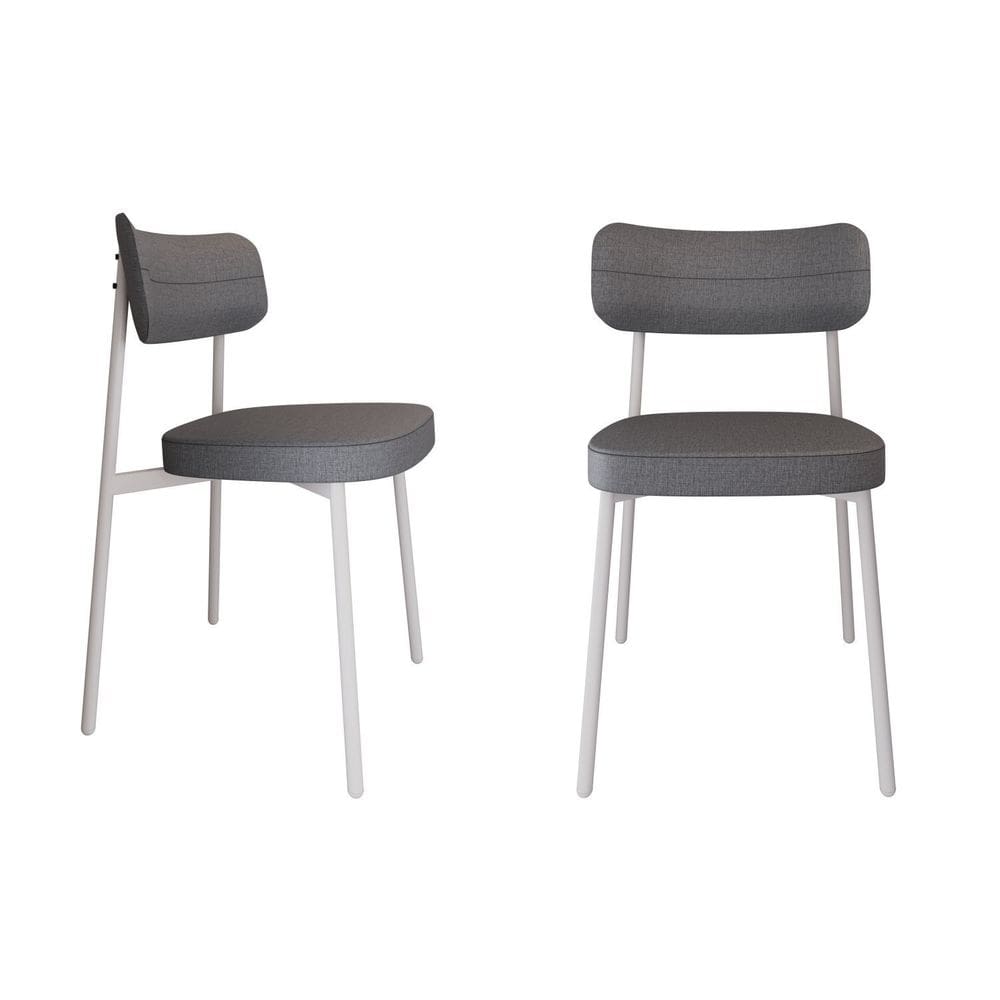Cadeira Alloa Fixa com 4 Pés 50 X 44,7 X 83,8 Cm com 2 Unidade Cinza/Branco Epoxi
