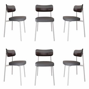 Cadeira Alloa Fixa com 4 Pés 50 X 44,7 X 83,8 Cm com 6 Unidades Cinza/Café/Branco Epoxi