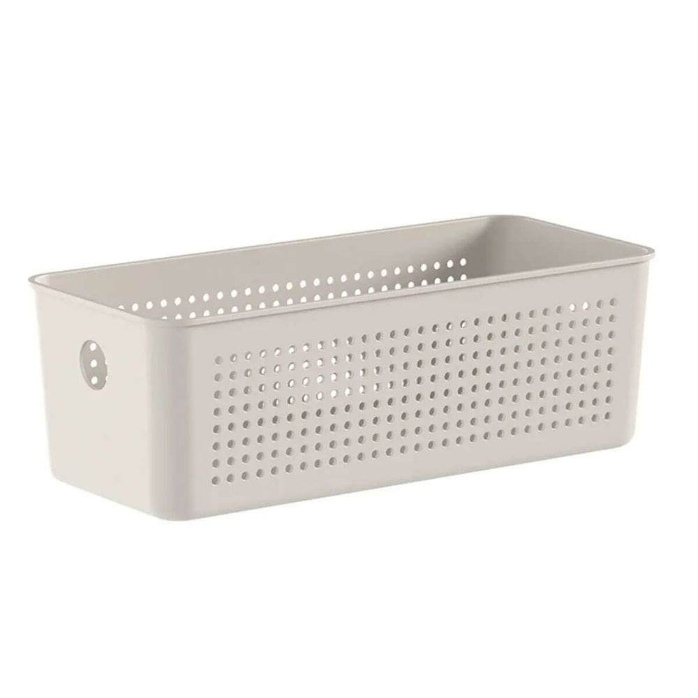 Cesto Organizador 27x12x9cm Flow Bege Caixa Organizadora 3L Lavanderia Banheiro