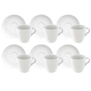 Jogo 6 Xícara de Porcelana Capuccino com Pires 200ml Café Tramontina Paola
