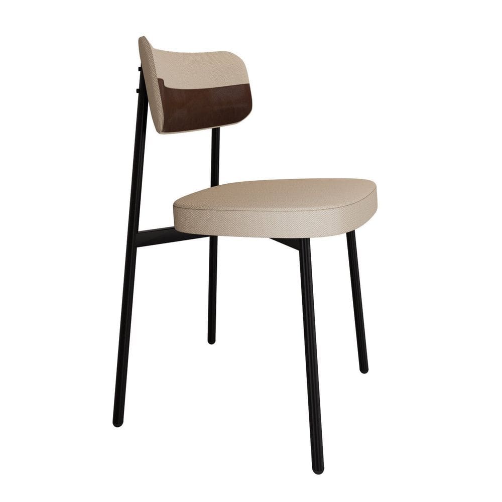 Cadeira Alloa Fixa com 4 Pés 50 X 44,7 X 83,8 Cm com 1 Unidade Corriente Areia/Courino Whisky/Preto Epoxi