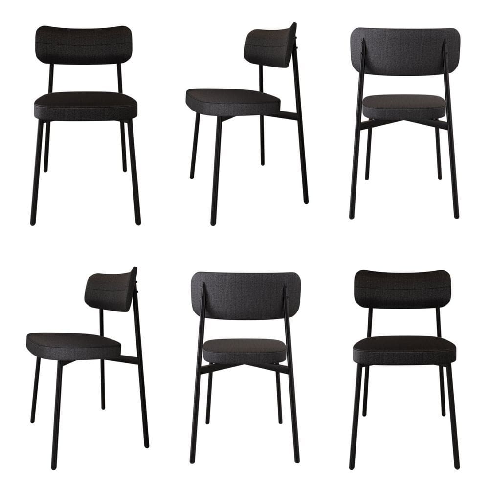 Cadeira Fixa com 4 Pés 50 X 44,7 X 83,8 Cm com 6 Unidades Alloa Preto/Preto Epoxi
